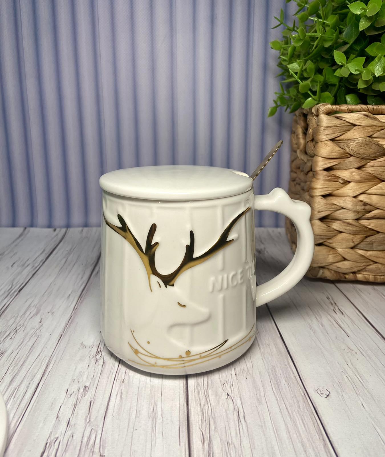 Чашка з кришкою і ложкою Milu deer 400 мл (59975)