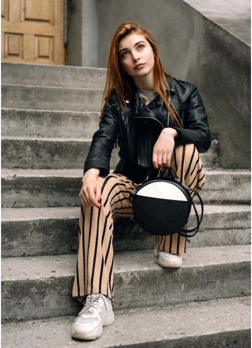 Женская сумка кросс-боди Sambag через плечо из экокожи Черно-белый (9790201020)