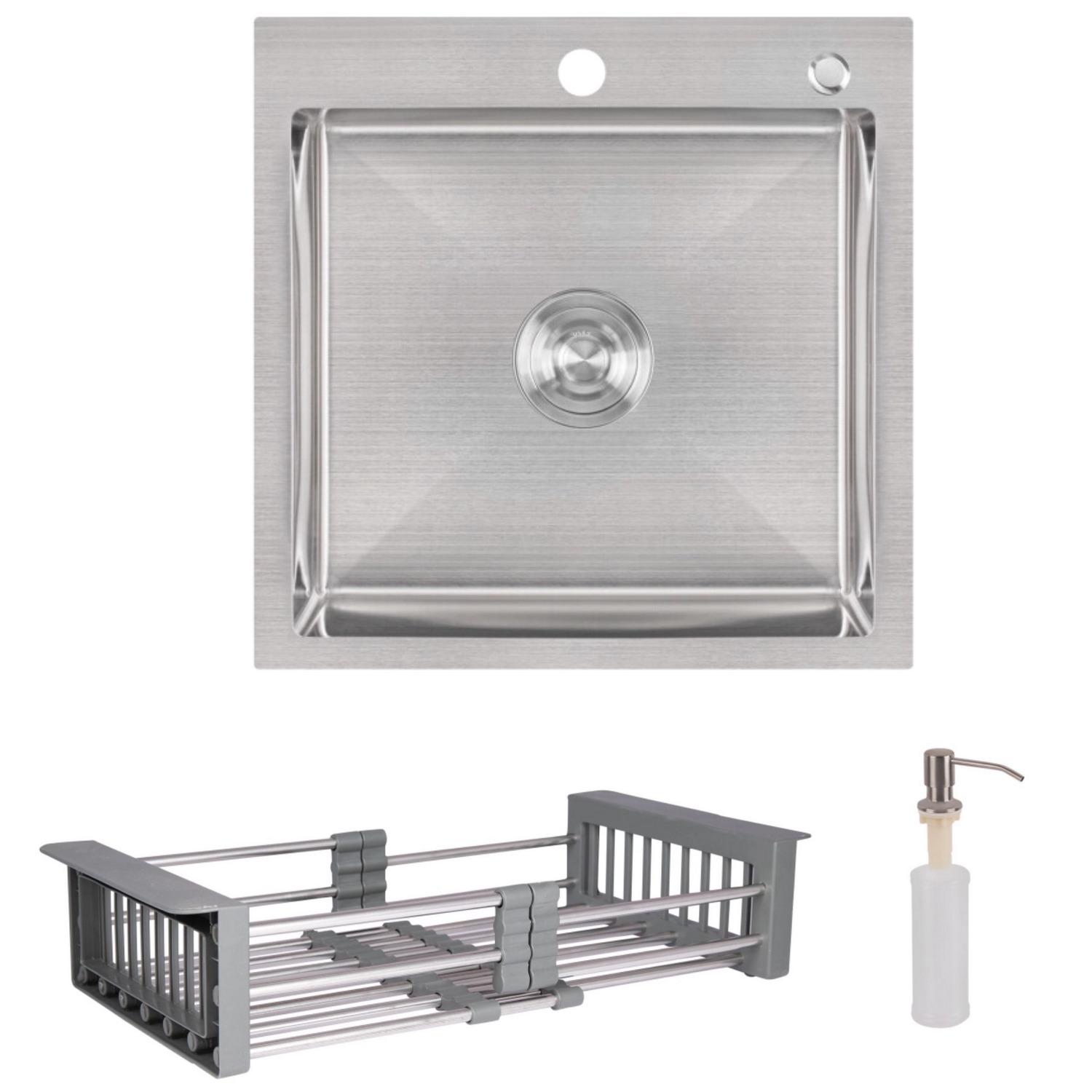 Мойка кухонная Lidz нержавеющая сталь LDH5050BRU3537547518 500x500 мм квадратная 1 мм (239625)