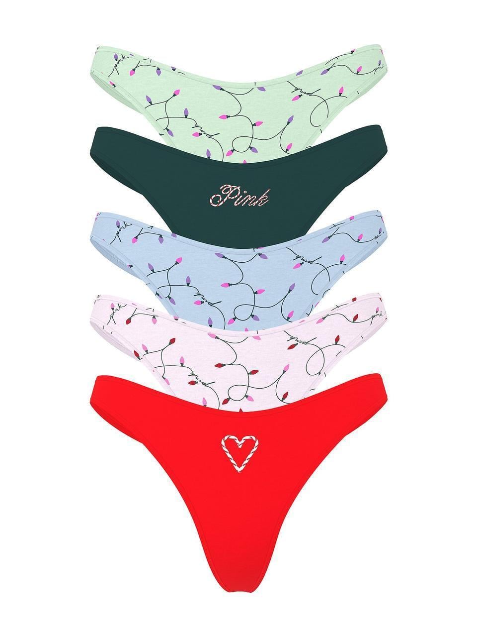 Набор трусиков Victoria's Secret 5-Pack Cotton Thong XS Разноцветный (51522415213)