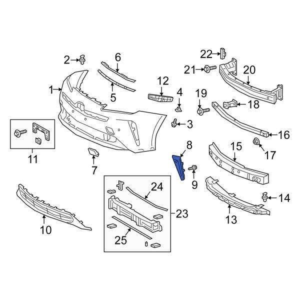 Решітка бампера AVTM Toyota Prius 19 ліва з отворами Сірий металик (187079913)