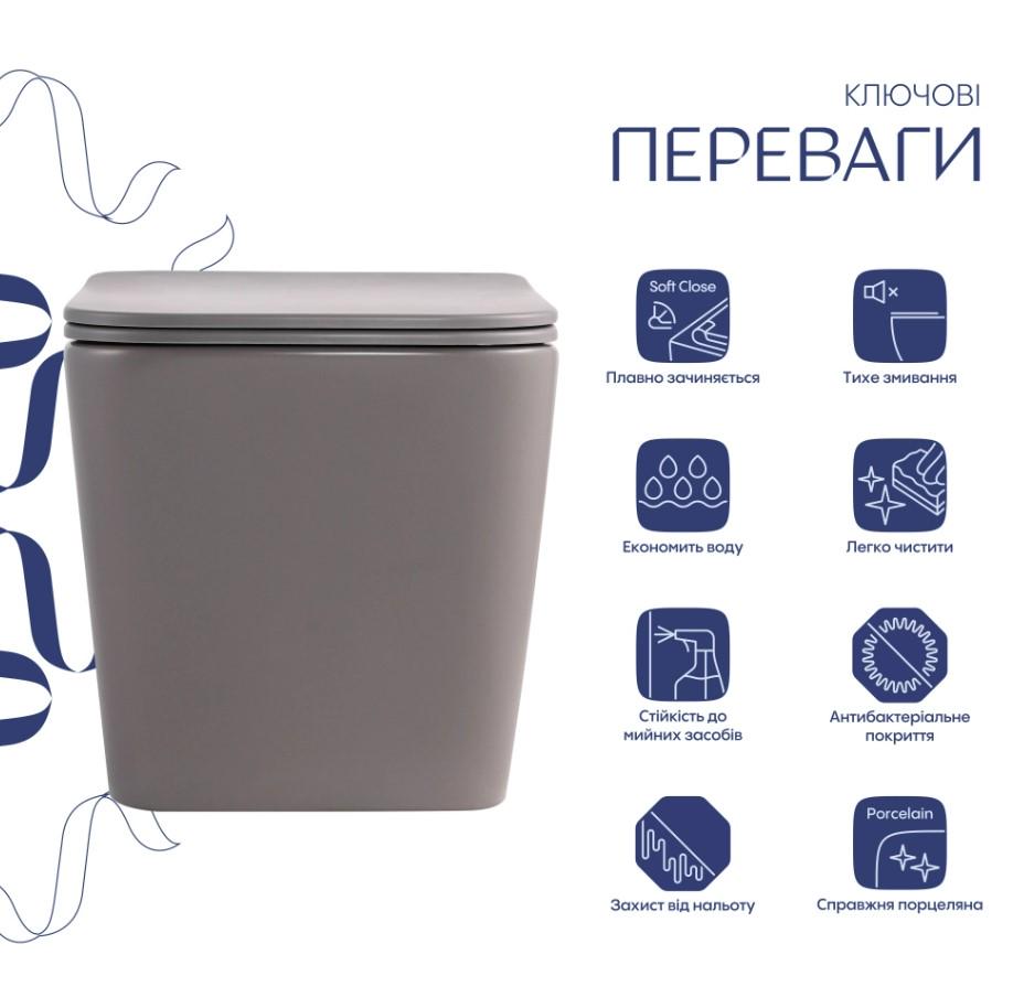 Унітаз підвісний Qtap Tern Ultra Quiet з сидінням Slim Duroplast/Soft-close/Quick relase (QT17332303ASSG) - фото 3 Унітаз підвісний Qtap Tern Ultra Quiet з сидінням Slim Duroplast/Soft-close/Quick relase (QT17332303ASSG) - фото 3