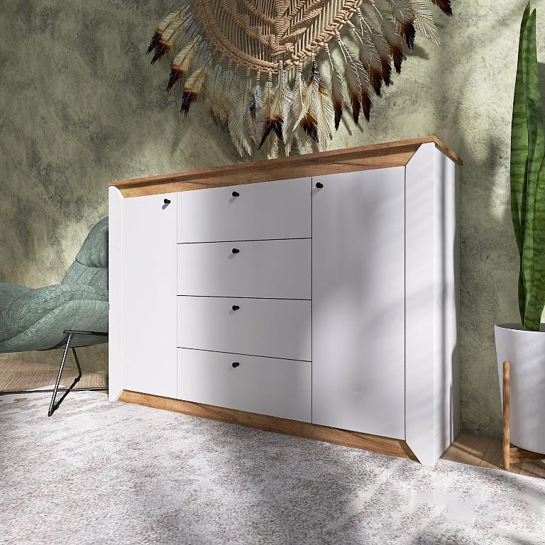 Комод для вещей Нордик-1400 Крафт золотой/Белый