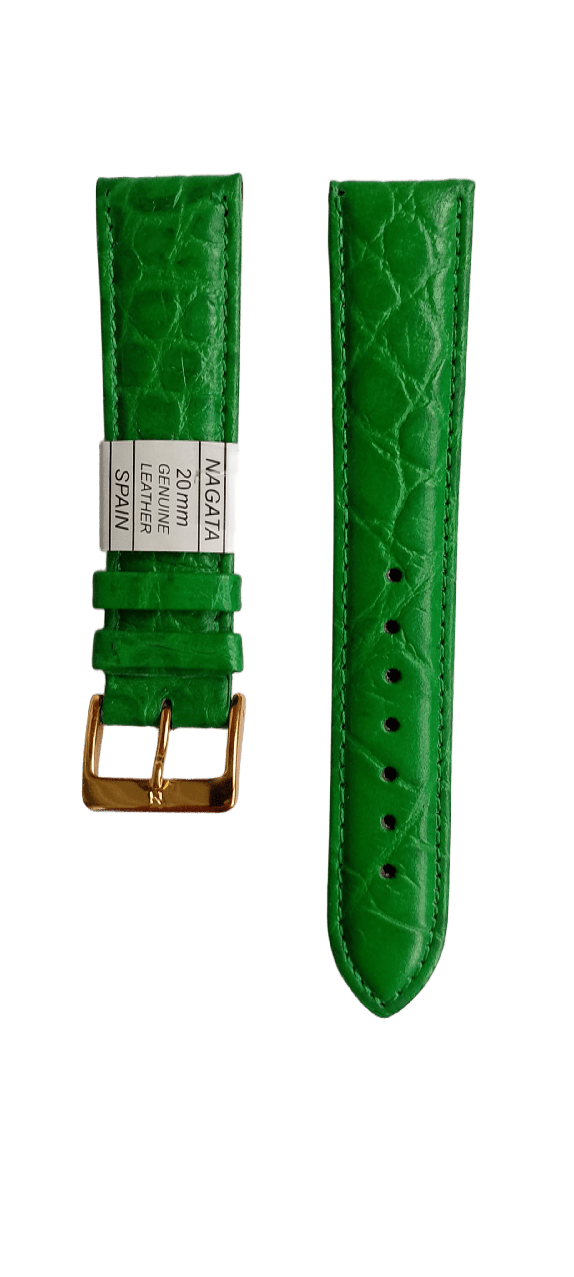 Ремешок кожаный для часов крокодил 20х175 мм Зеленый (2452F)