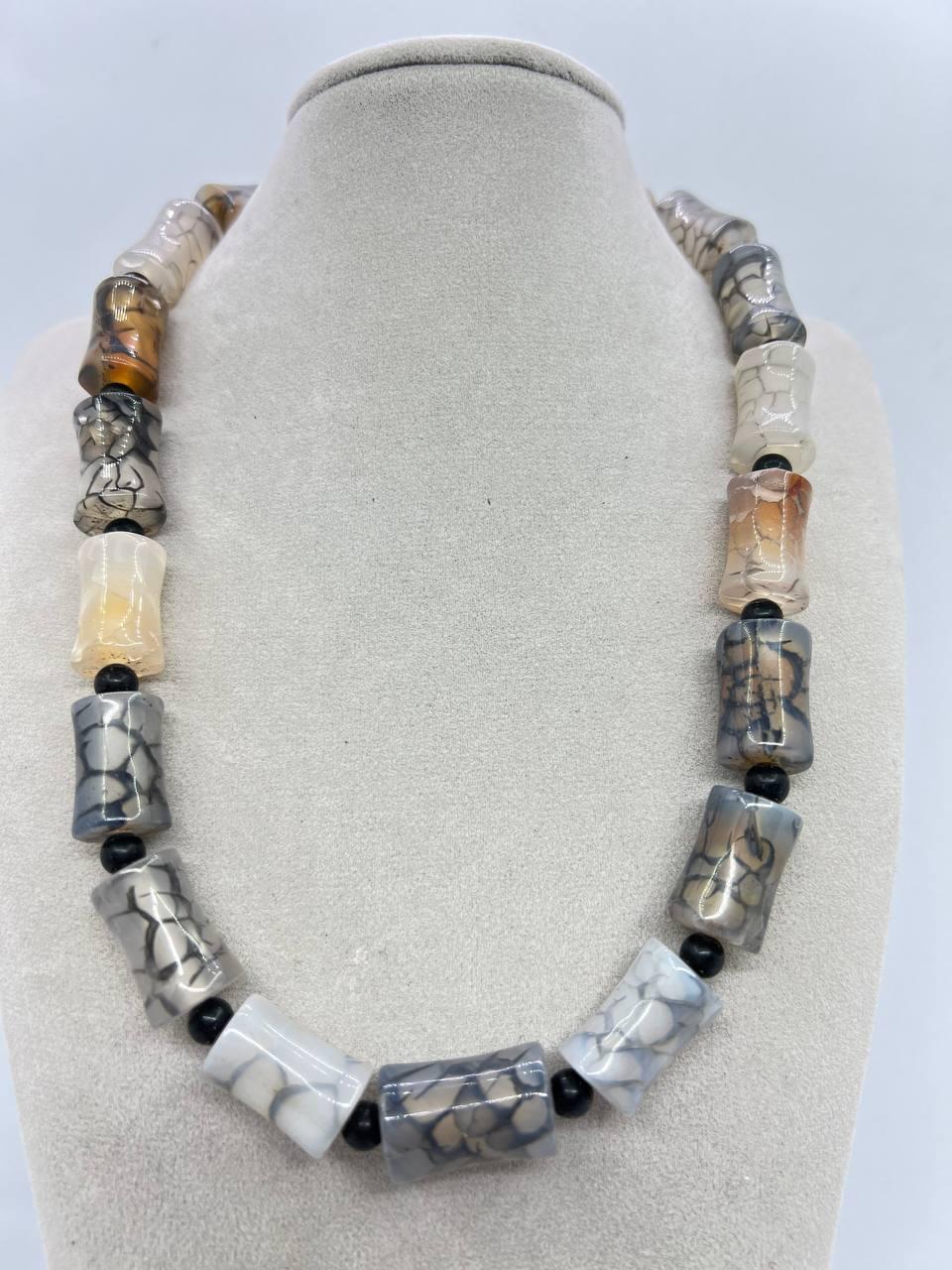 Бусы агат 20х14 мм 46 см Разноцветный (10915)