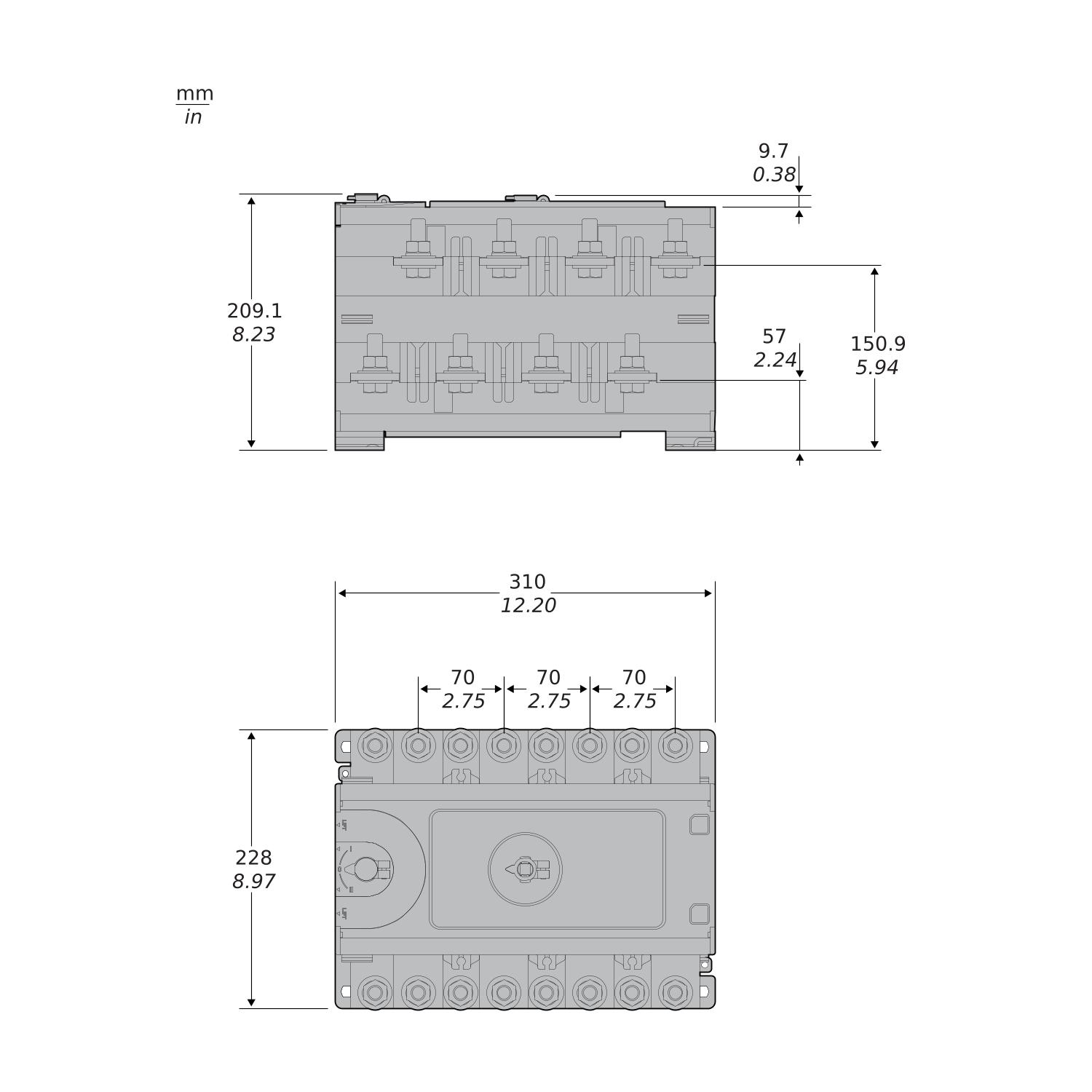 Переключатель нагрузки I-0-II Schneider Electric GoPact MTS630 4P 630A 415V выносная ручка (GM63D4N6304BEE) - фото 2