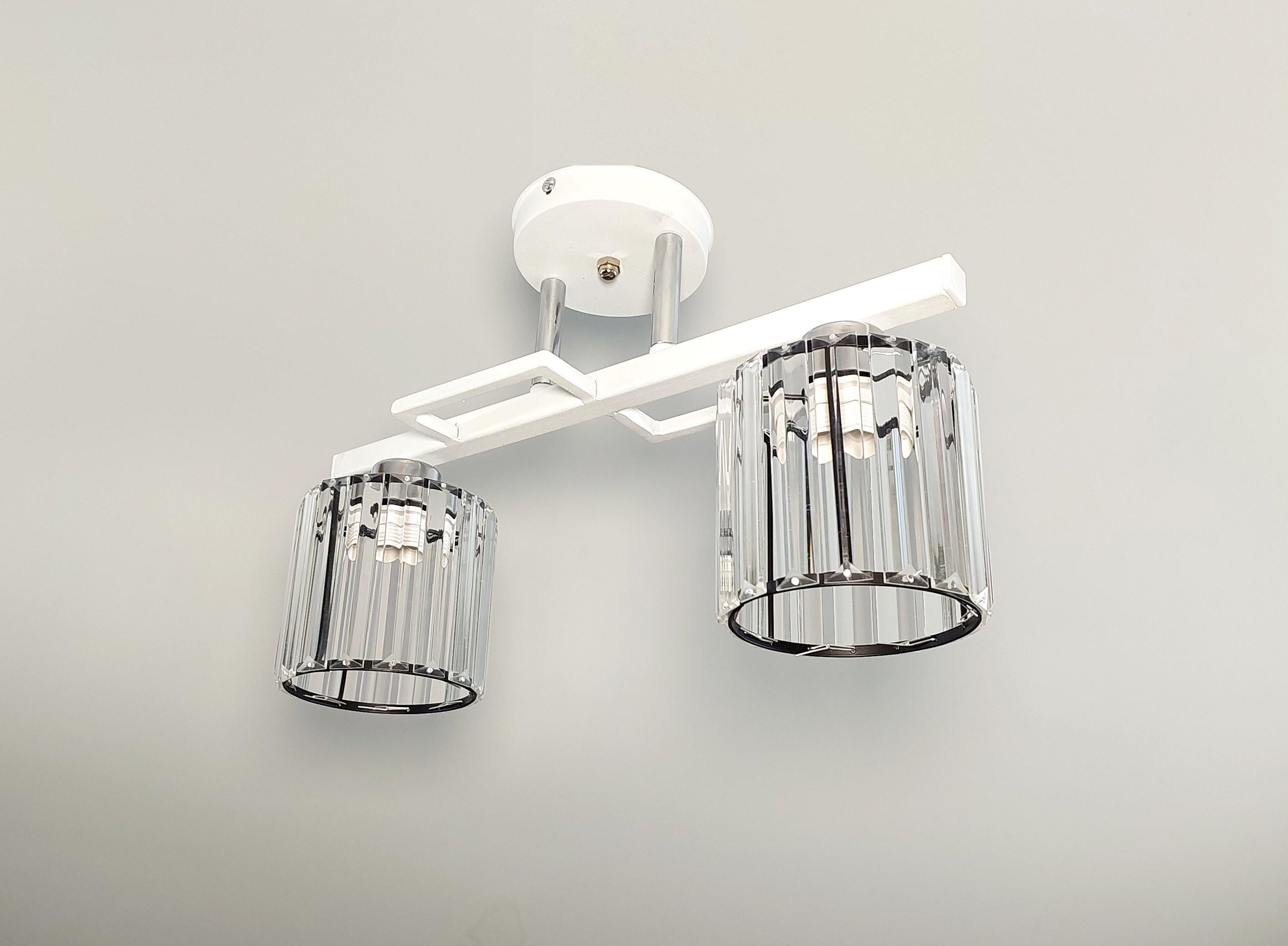 Люстра потолочная Лофт 1279/2 на два плафона металлическая Белый