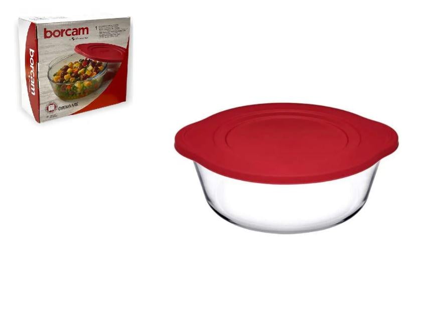 Кастрюля для запекания Pasabahce 59123 Borcam 1,45 л стеклянная с силиконовой крышкой