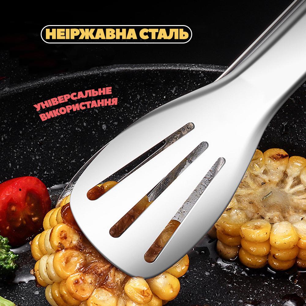 Лопатка-щипцы для барбекю и сковороды стальная (SHPCKH-0728) - фото 2