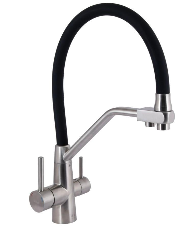 Смеситель для кухни с гибким изливом с подключением для питьевой воды Lidz Aria 020F3 LDARI020F3BNK37647 (56084)