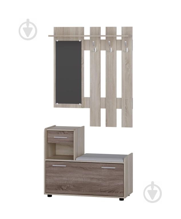 Прихожая Эверест Тандем с вешалкой и тумбой для обуви сонома + трюфель  (EVR-2200)