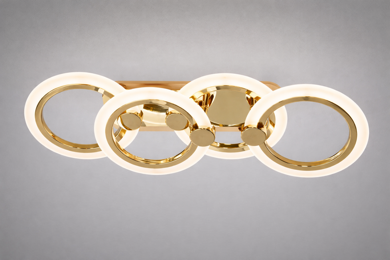 Люстра светодиодная 4 кольца 50Вт/димер/светодиодная подсветка/пульт Золотистый (HA8022/2+2G LED 3color dimmer)