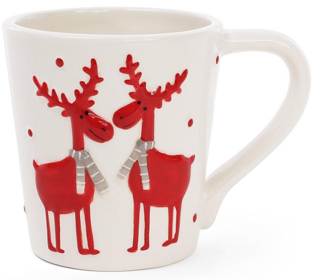 Кружка керамическая Елени в шарфиках на белом 325 мл - фото 1 Кружка керамическая Елени в шарфиках на белом 325 мл - фото 1