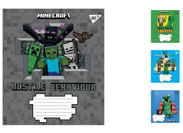 Зошити учнівські у лінійку YES Minecraft 12 арк. 25 шт. в уп. (MTT-150111)