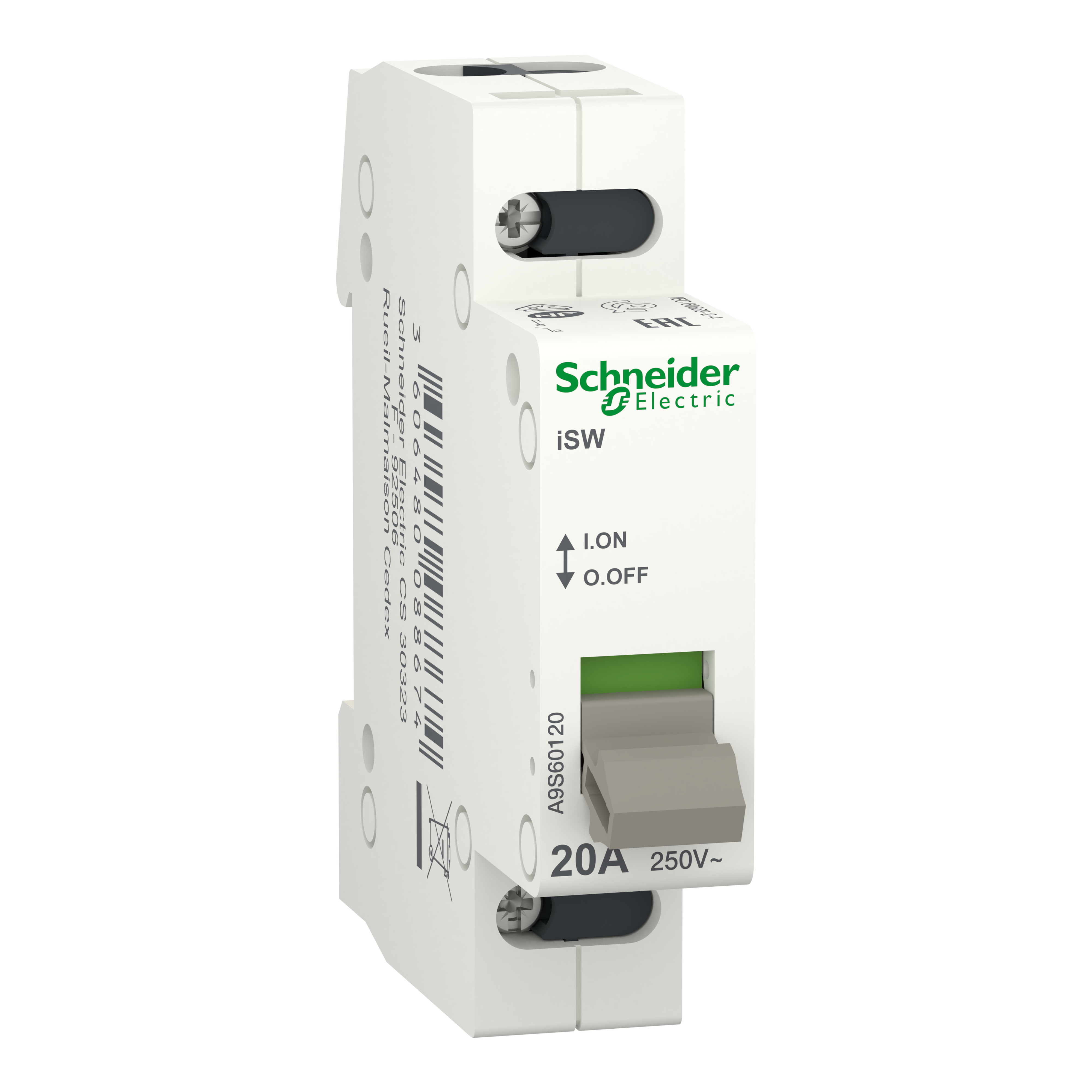 Выключатель нагрузки Schneider Electric Acti9 iSW 1P 20A (A9S60120) - фото 1 Выключатель нагрузки Schneider Electric Acti9 iSW 1P 20A (A9S60120) - фото 1