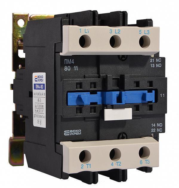 Контактор-пускатель АСКО-Укрем ПМ 4-80 B7 LC1-D8011 80А 24 B 1NO 1NC (A0040010125)