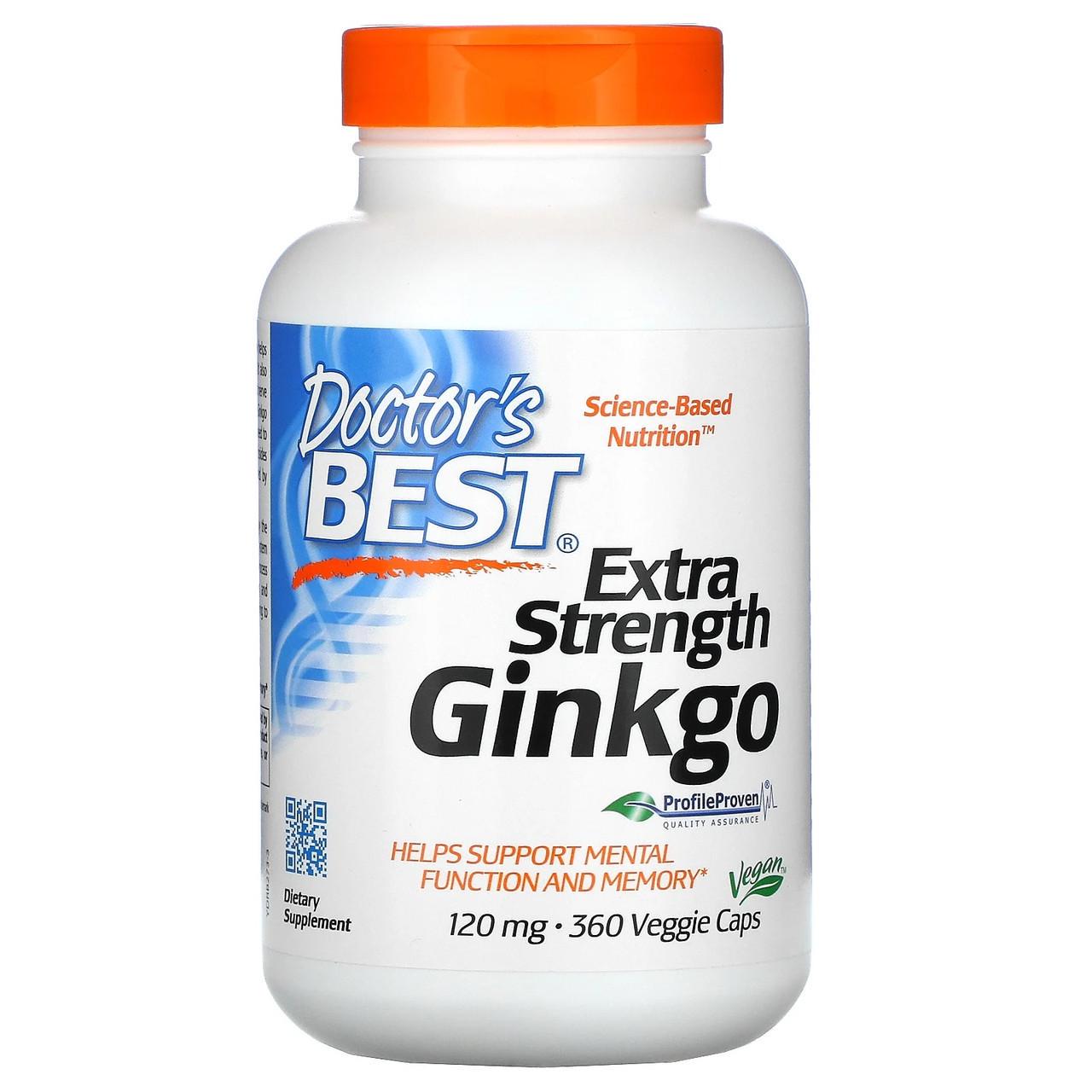 Гинкго Билоба Doctor's Best Ginkgo Biloba с повышенной силой действия 120 мг 360 растительных капс. (1217630645)