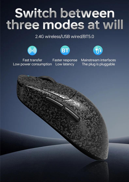 Комп'ютерна мишка бездротова Ajazz Aj199 PixArt PAW3311 Black - фото 3