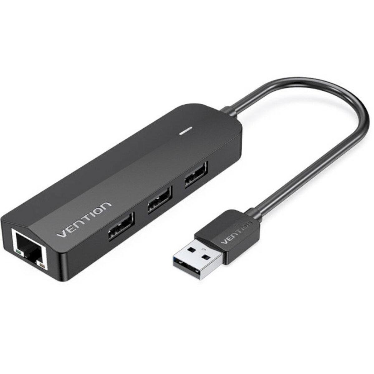 Хаб с 4 портами USB 3.0 питанием и RJ45 0,15 м Черный (577276)