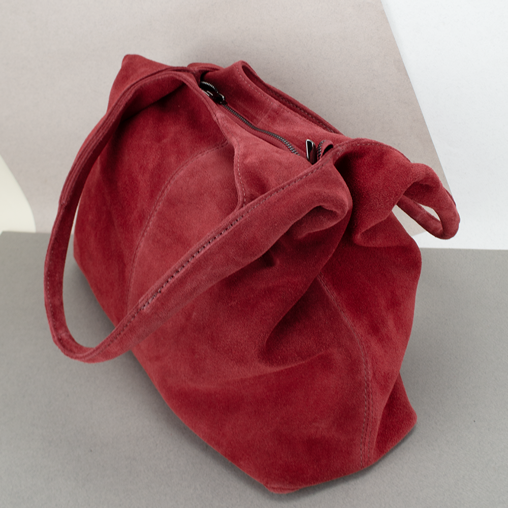 Сумка-шопер жіноча замшева Virginia Conti 03790 Гранатовий (2385333785) - фото 3