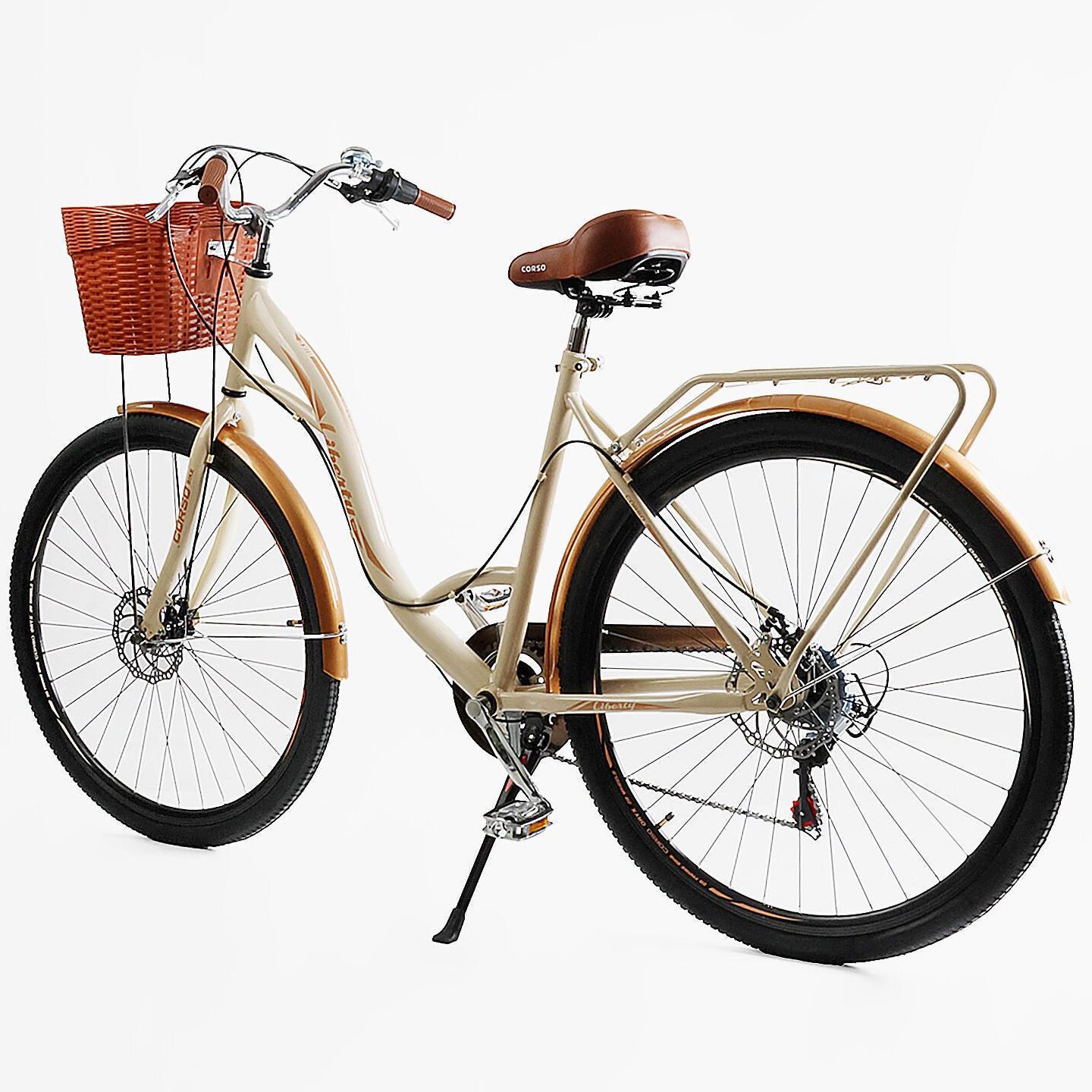 Велосипед городской Corso Liberty с корзиной и багажником рама 20"/28" Бежевый - фото 3 Велосипед городской Corso Liberty с корзиной и багажником рама 20"/28" Бежевый - фото 3