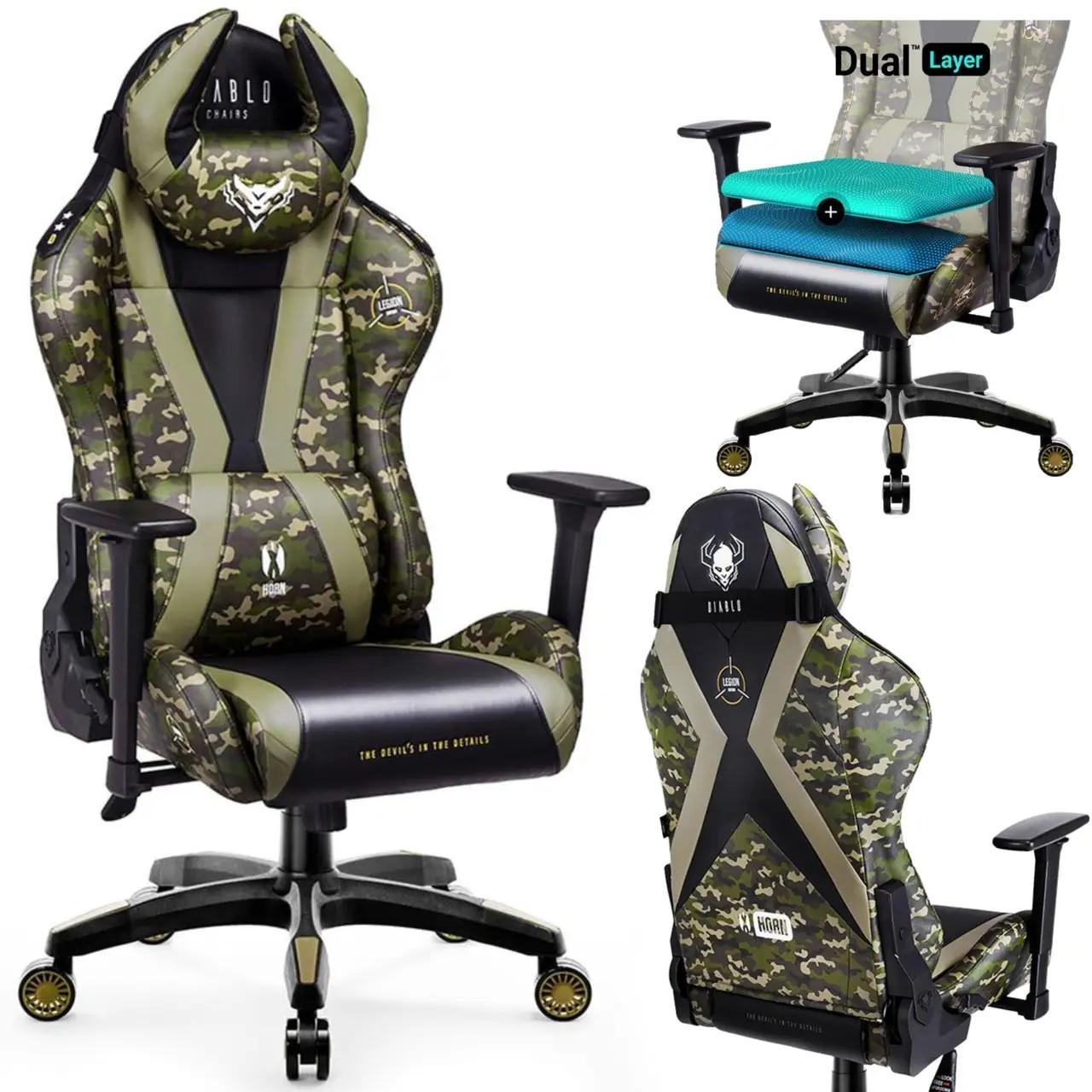 Кресло геймерское Diablo Chairs X-Horn 2.0 Normal Size экокожа Камуфляж (X-ONECZNIE20M) - фото 3