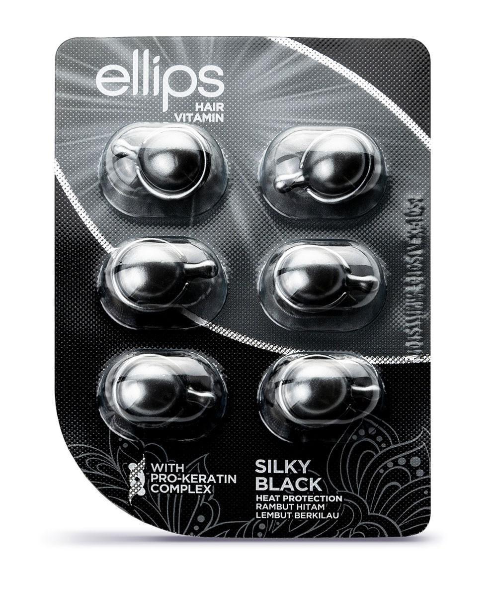 Витамины для волос Ellips Hair Vitamin Silky Black шелковая ночь с кератиновым комплексом 1 мл 6 шт. (6004)