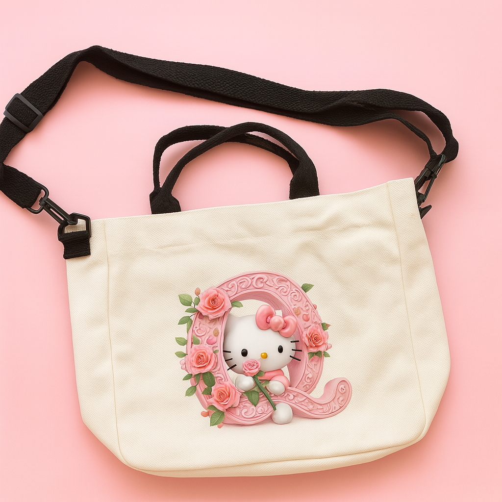 Женская сумка-тоут Hello Kitty с розами холщовая регулируемый ремень (27795763)