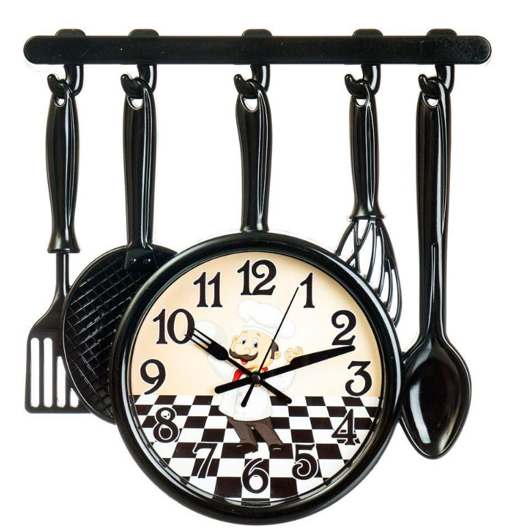 Часы настенные Veronese 12003-013 Приятного аппетита 35х20 см Вlack