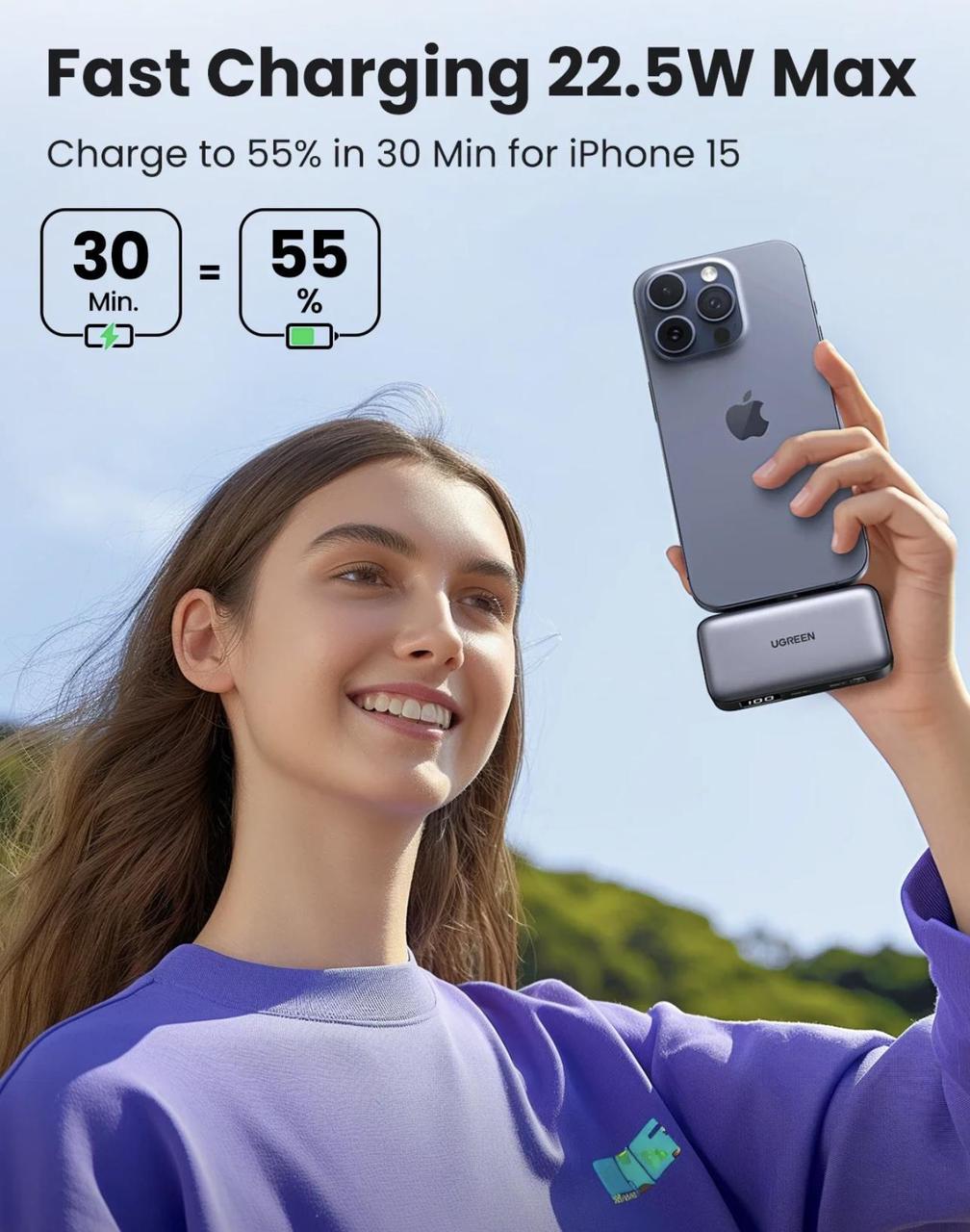 Повербанк UGREEN Nano 5000 mAh Gray (2390696100) - фото 9