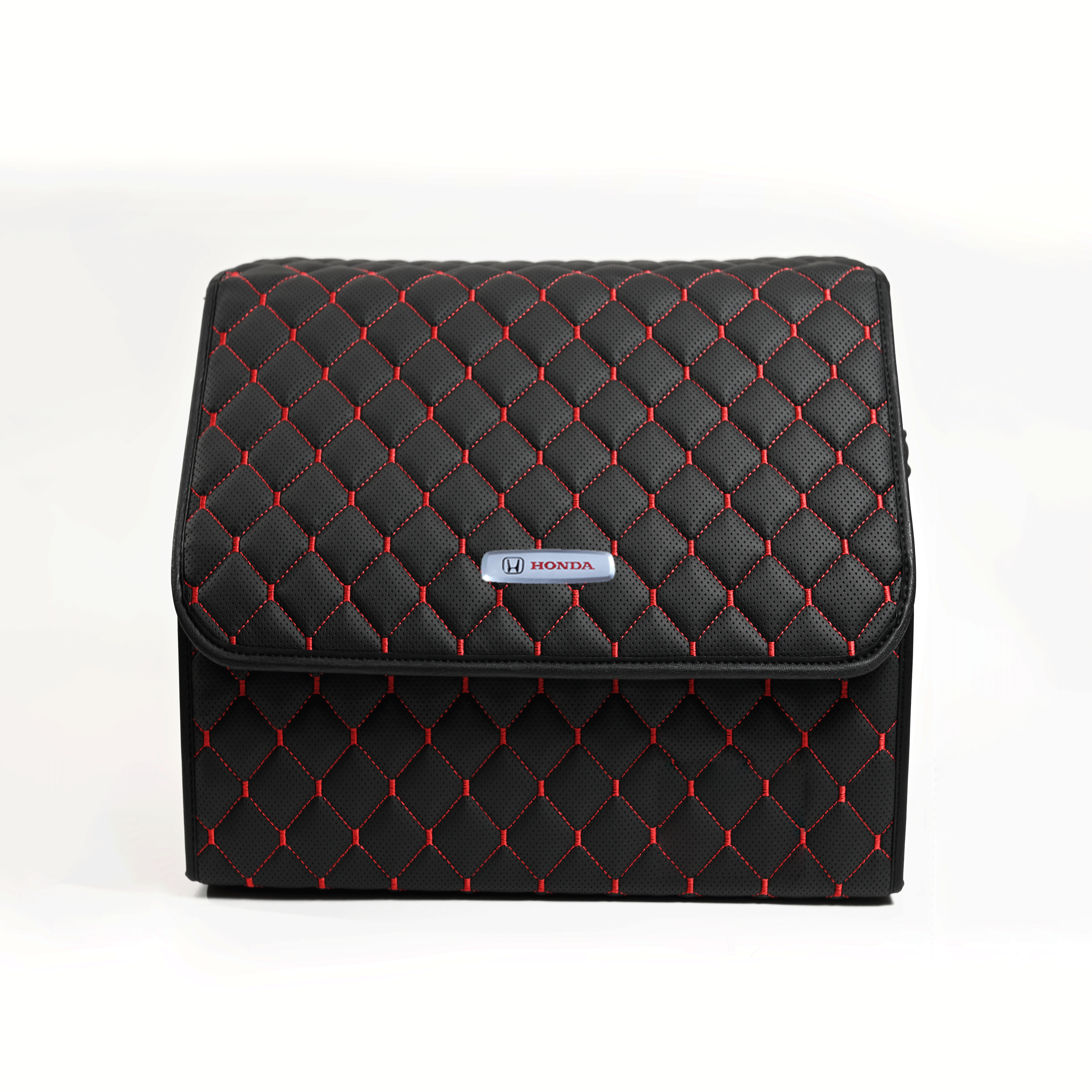 Сумка-органайзер с лого Honda в багажник CarsBAG Экокожа 30x35x30 см Черно-красный (acb-1036-1-30х35х30-020)