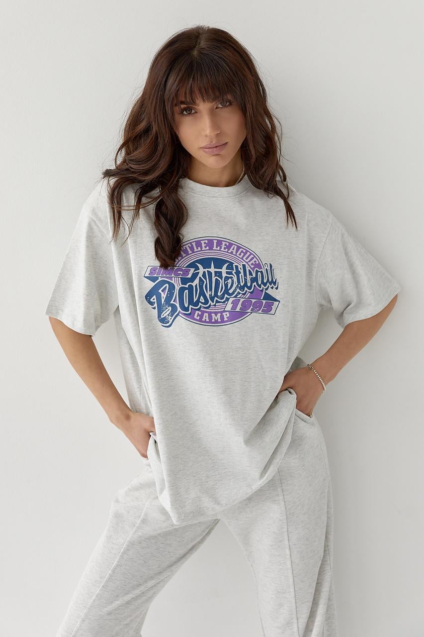 Футболка оверсайз "Basketball" M Светло-серый (10347729)