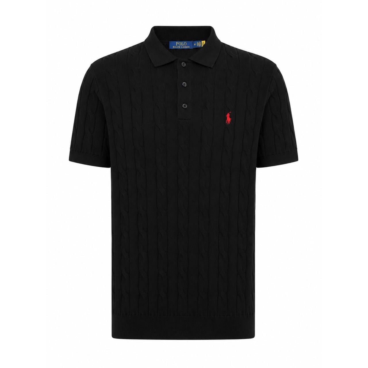 Поло Polo Ralph Lauren Premium с фактурной вязкой и вышитым логотипом Black Поло Polo Ralph Lauren Premium с фактурной вязкой и вышитым логотипом Black
