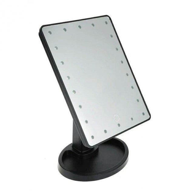 Зеркало с подсветкой большое 22 светодиода Led для макияжа с USB Large Led Mirror косметическое Black