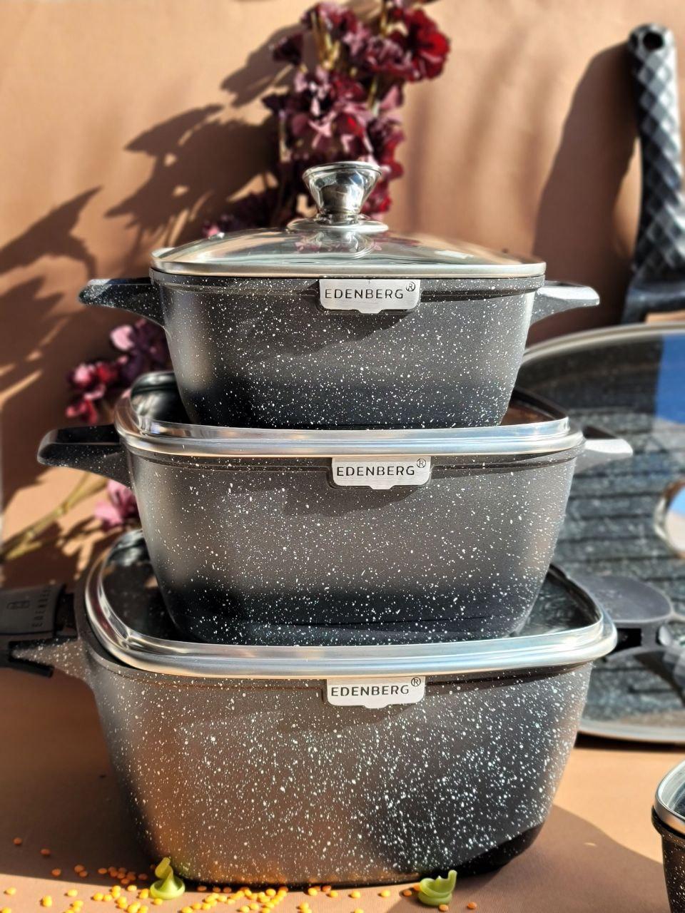 Набір казанів Edenberg із мармуровим покриттям 10 пр. (EB-12912) - фото 3 Набір казанів Edenberg із мармуровим покриттям 10 пр. (EB-12912) - фото 3