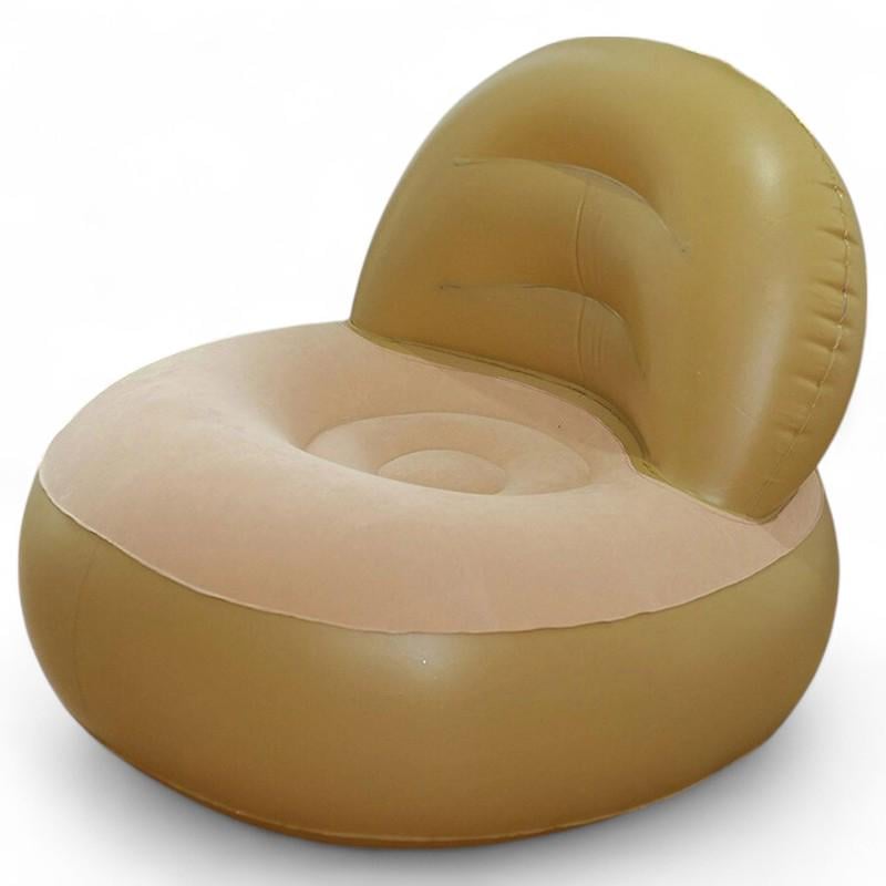 Кресло надувное Lazy Couch флокированное покрытие 105х105х65 см Бежевый