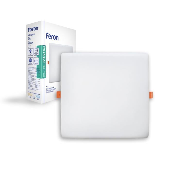 Светодиодный светильник Feron AL704-S встроенный 7W 90х90 мм (09255)