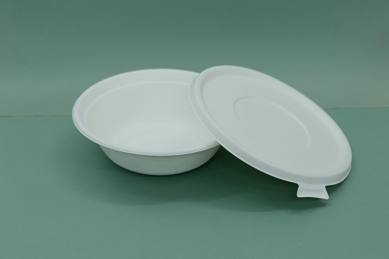 Одноразовая тарелка с крышкой из сахарного тростника 950 мл 125 шт. - фото 6