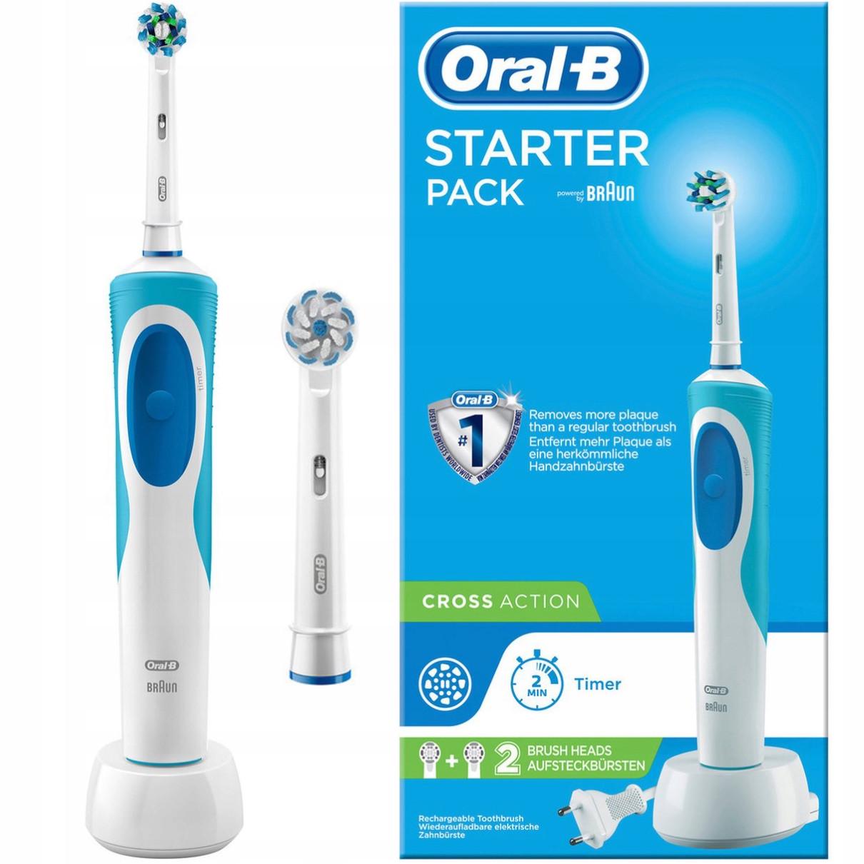 Електрична зубна щітка Oral-B Braun CrossAction Starter Pack з 2 насадками (4210201260899)