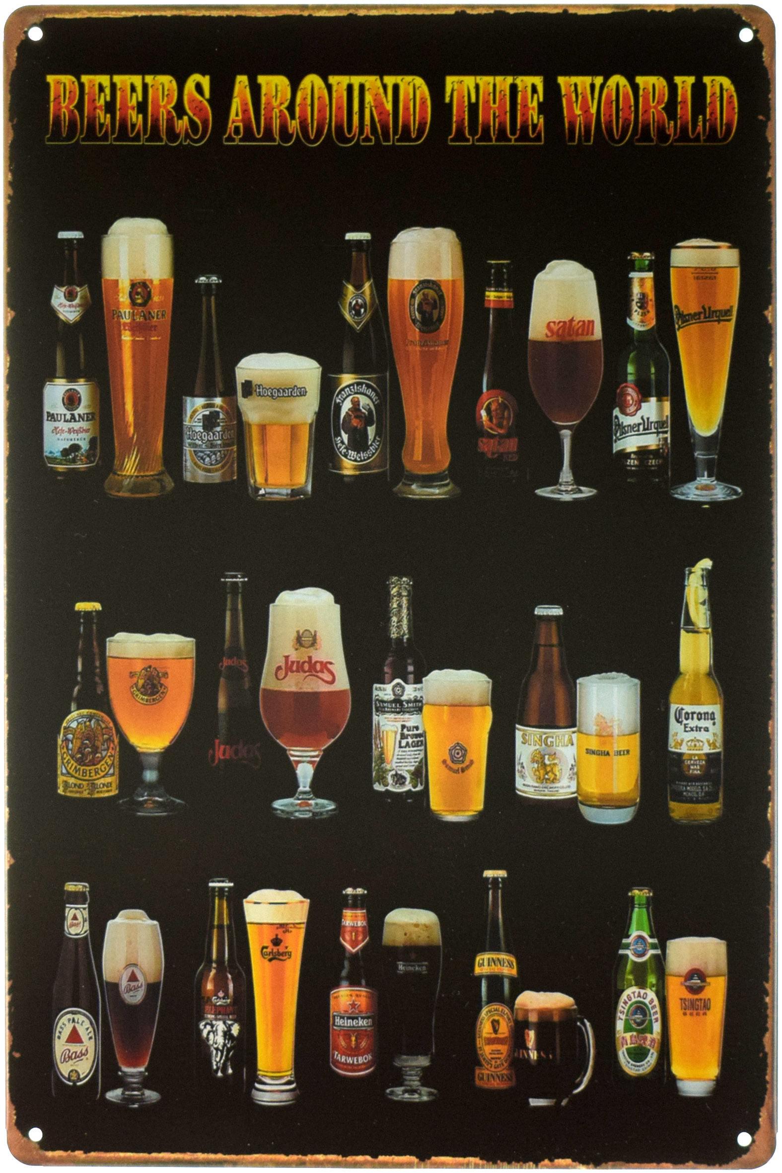 Табличка металева Пиво У Всьому Світі/Beer Around The World 20x30 см