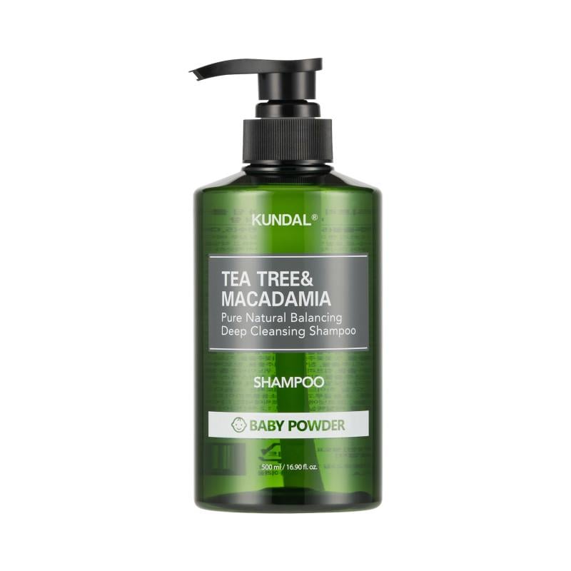 Шампунь Kundal Tea Tree & Macadamia, що балансує, Deep Cleansing Shampoo Baby Powder Дитяча присипка 500 мл (252787)