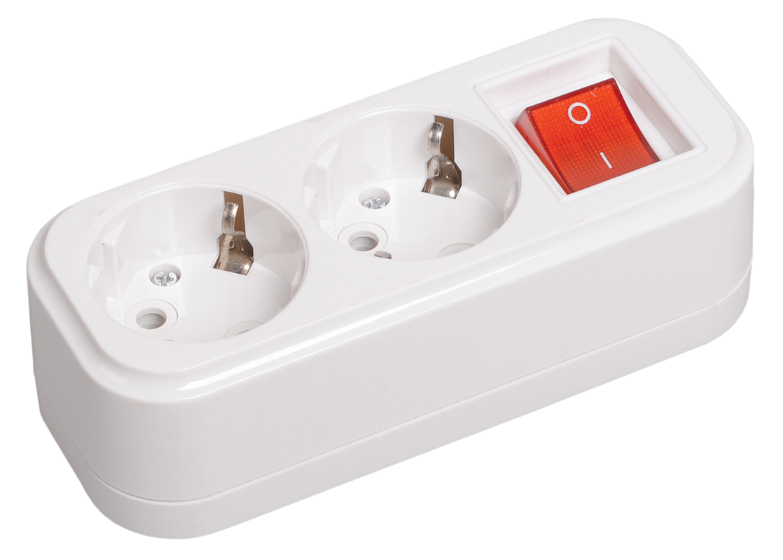 Розетка переносна УЕК К02В Classic 16A IP202 місця з вимикачем пластик (KYP11-16-02-00-ZK)