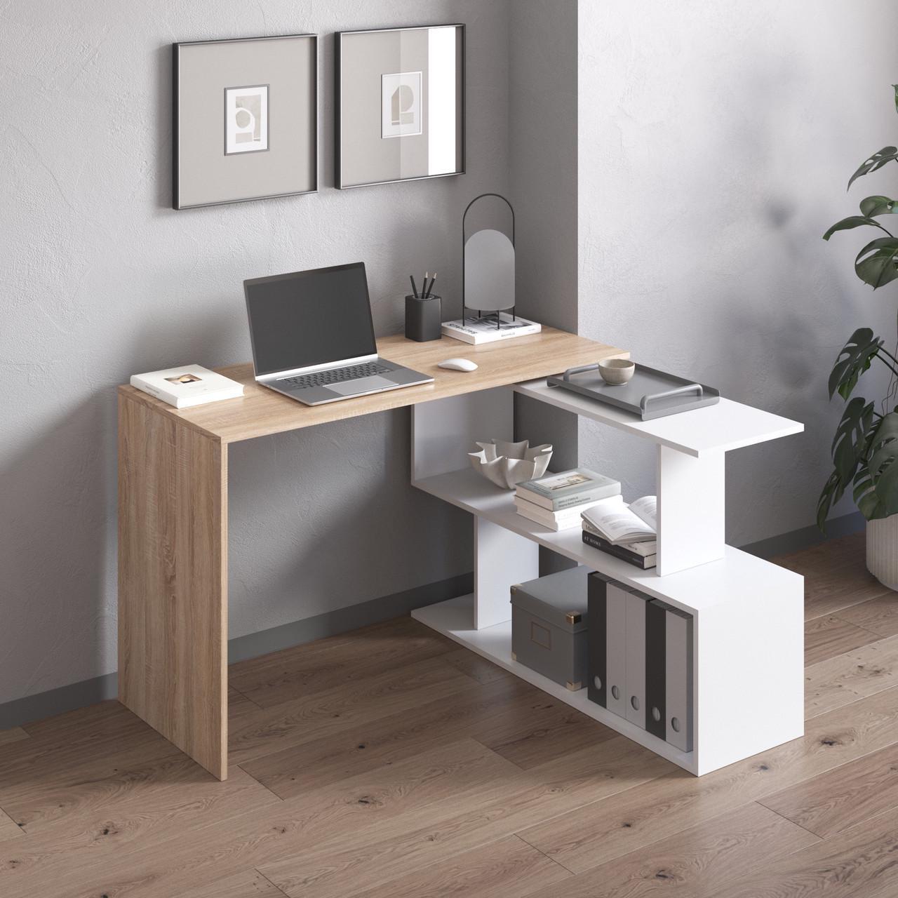 Стол-трансформер компьютерный VAYS поворотный 120х118х76,6 см Дуб сонома/Белый (30642151)