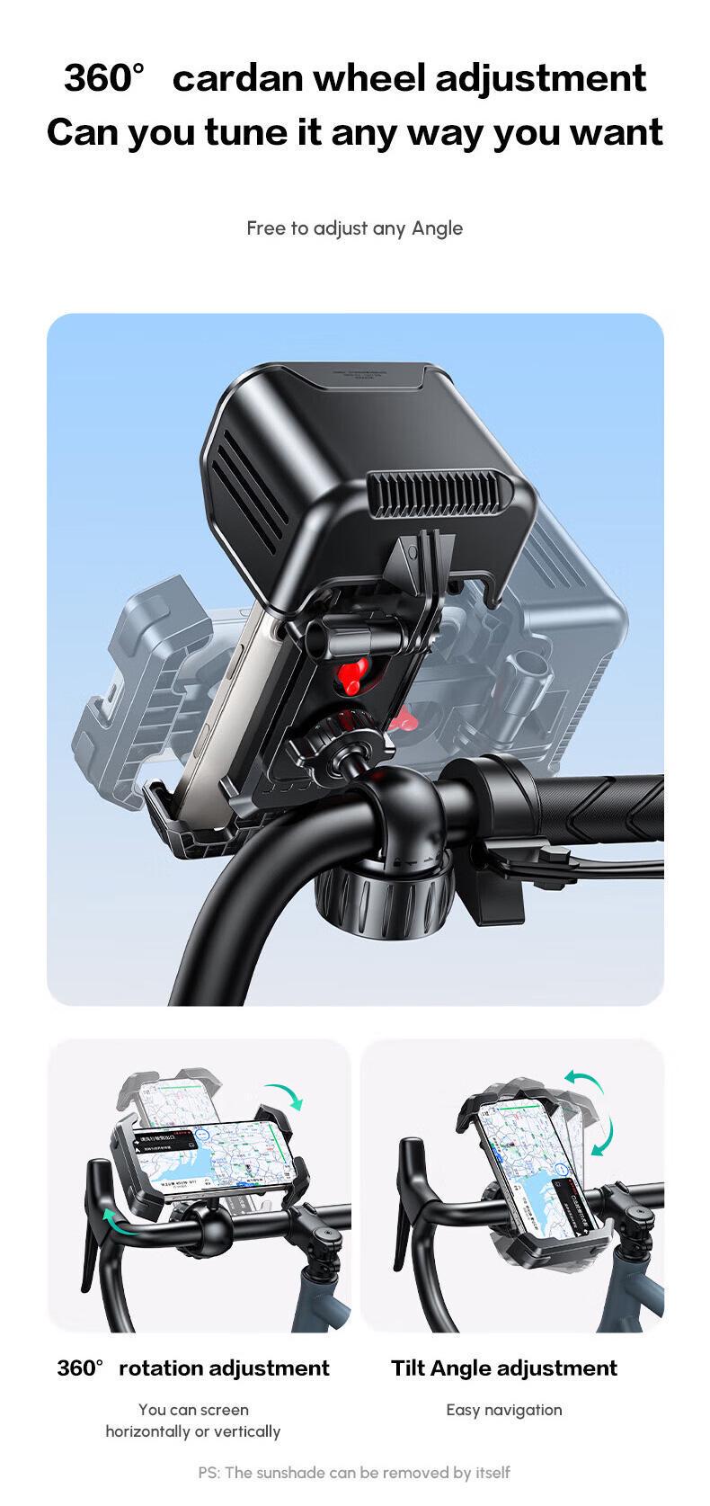 Тримач UGREEN 4.7-7.2 З сонцезахисним козирком 360° 17.8-30 мм Чорний (65004) - фото 7