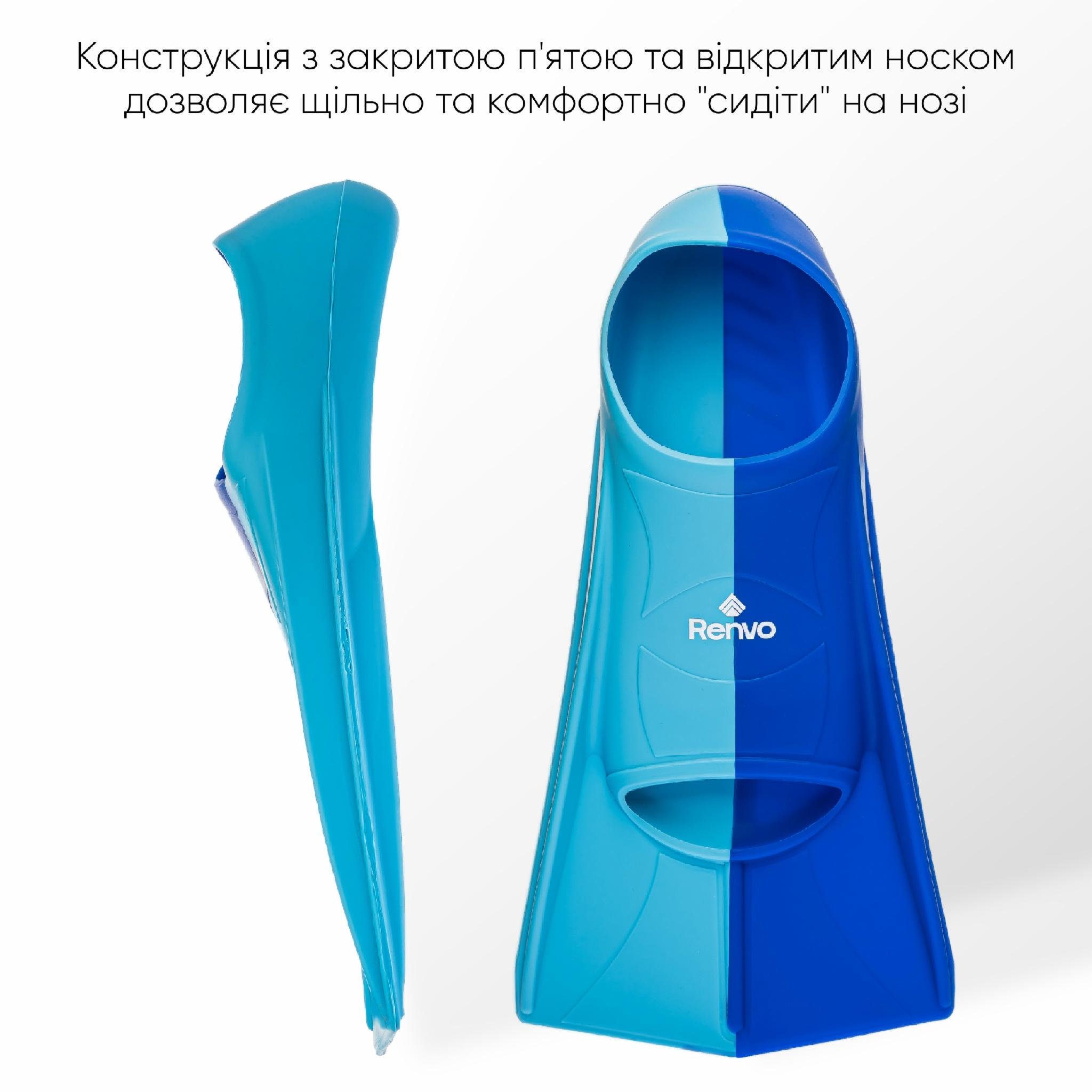 Ласти короткі для тренування в басейні Renvo Frio із закритою п'ятою р. 24-26 Синій/Блакитний (SF100-46 24-26) - фото 4 Ласти короткі для тренування в басейні Renvo Frio із закритою п'ятою р. 24-26 Синій/Блакитний (SF100-46 24-26) - фото 4