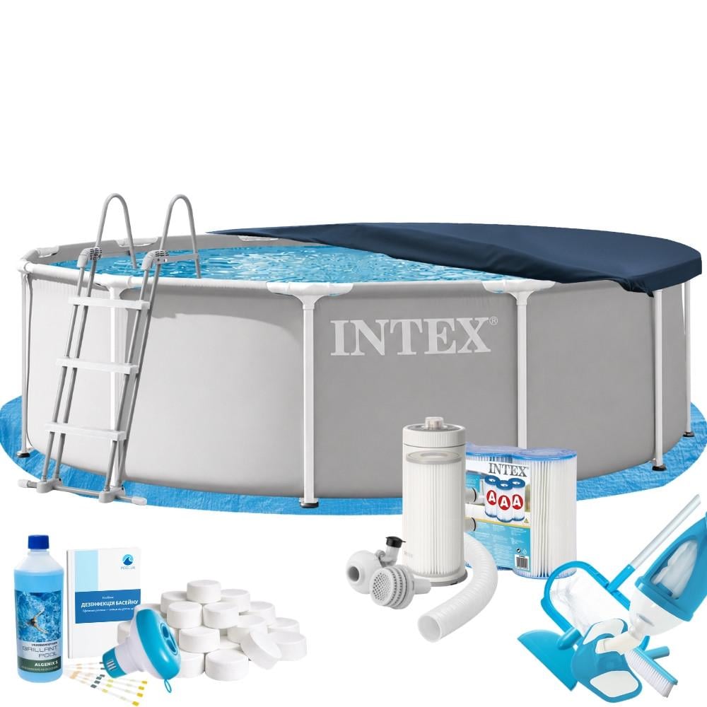 Бассейн каркасный круглый Intex 26716-10 Max с набором для фильтрации/очистки дна/защиты чаши 366х99 см Серый (147-9-26716-10 Max) Бассейн каркасный круглый Intex 26716-10 Max с набором для фильтрации/очистки дна/защиты чаши 366х99 см Серый (147-9-26716-10 Max)