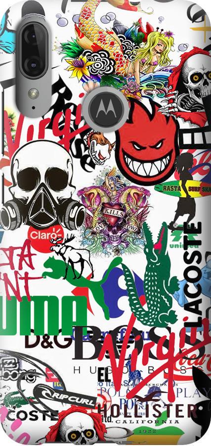 Чехол на Motorola Moto E6 Plus Many different logos (4022u-1780-42517)