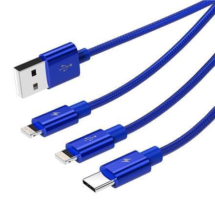 Кабель Orico 3in1 USB Type-A to Lightning 2/Type-C 1,2 м Blue (UTS2-12-BL-BP)