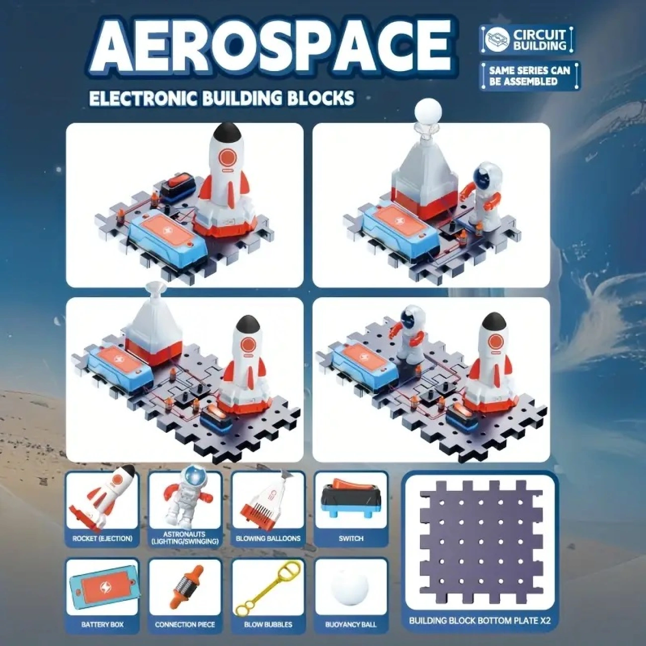 Набор электронный Космическая станция SD809 с пазловым полем/ракеткой и фигуркой астронавта (29046104) - фото 4 Набор электронный Космическая станция SD809 с пазловым полем/ракеткой и фигуркой астронавта (29046104) - фото 4