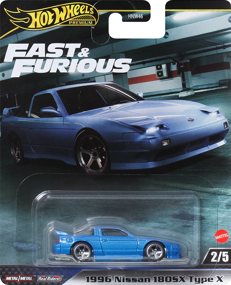 Игрушечная машинка Hot Wheels Premium 1996 Nissan 180SX Type X 2024 Fast & Furious 2/5 (HVR62)